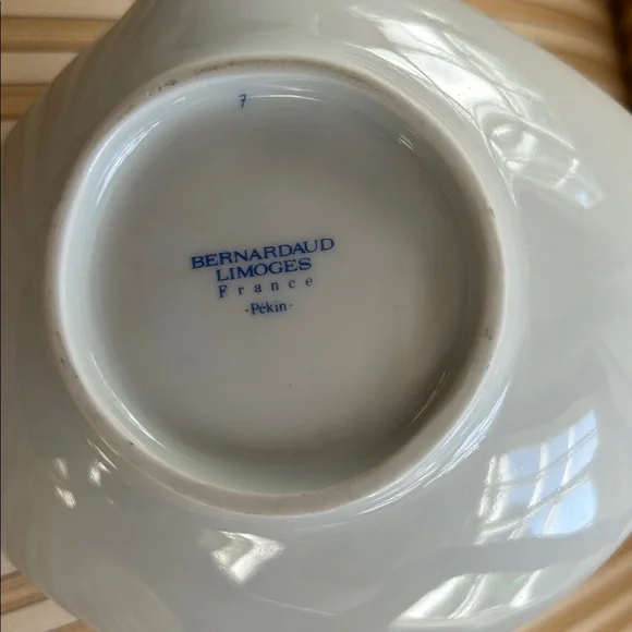 Vintage Limoges White/Green Floral Porcelain Two Sided Dish